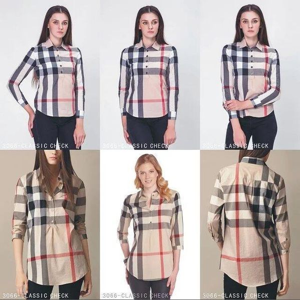 

бренд женская повседневная рубашка женская полоса с длинным рукавом тонкий женская футболка новая мода плед #ca10, White