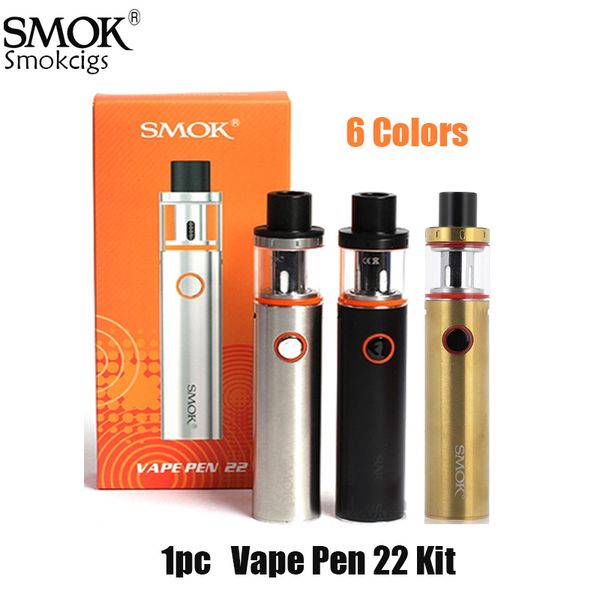 

SMOK VAPE PEN 22 комплект с встроенным 1650mAh батареи One Button Design Два воздушных Слоты Micro-USB порт Vape Pen 22 Kit 100% оригинал