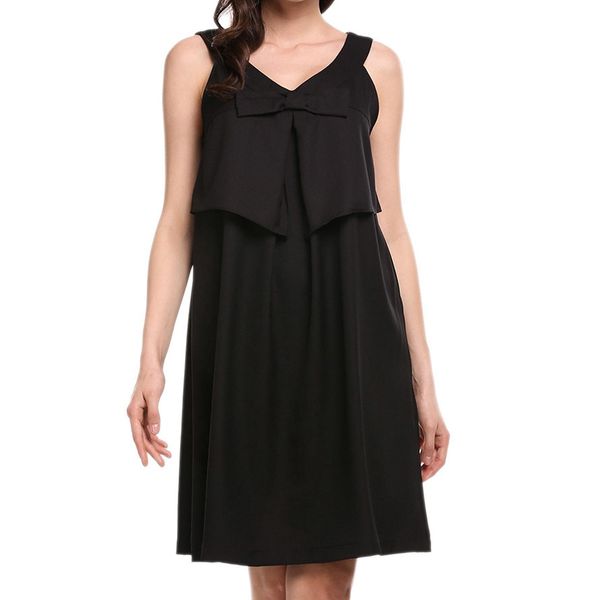 

summer sweet wind solid color bow-knot sleeveless dress, White