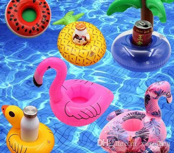 

inflatable toy drinks cup holder watermelon lemon flamingo pool floats coasters flotation devices for kid children pool parties bath toy