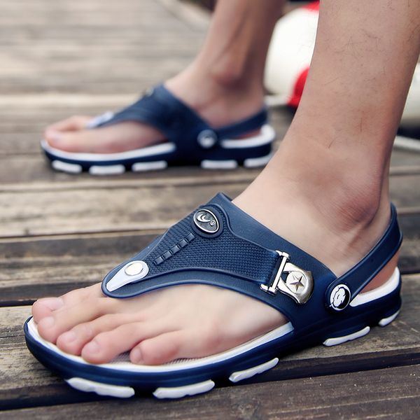 

men slippers 2019 new summer cool beach sandals comfortable fashion slippers men flip flops shoes788, Black