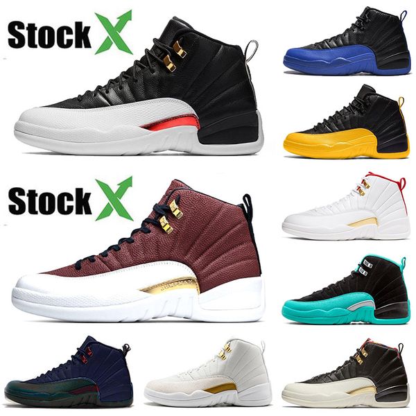 

sport brand new bred jumpman 12 12s youth boys basketball shoes game ball reverse taxi designer sneakers size 36-47, White;red