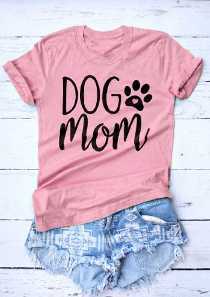 

dog mom funny letter printed t-shirt dog heart mom harajuku crewneck hipster graphic cotton tee pink shirts, White