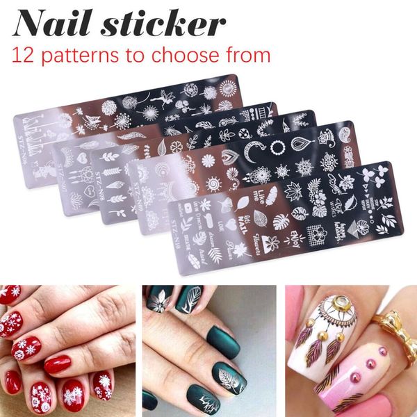 

1pcs flower geometry animals diy nail designs manicure image plate stencil nail art stamp stamping template, Black