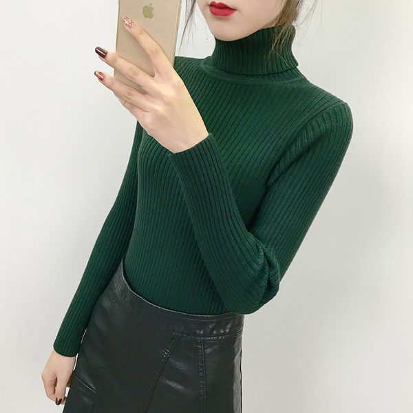 

women sweater pullover basic rib turtleneck knitted knitwear winter clothes solid essential jumper long sleeve sweaters, White;black