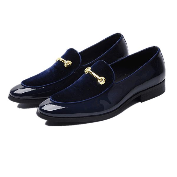

large size eur45 black / blue loafers boys prom shoes genuine leather social shoes mens wedding