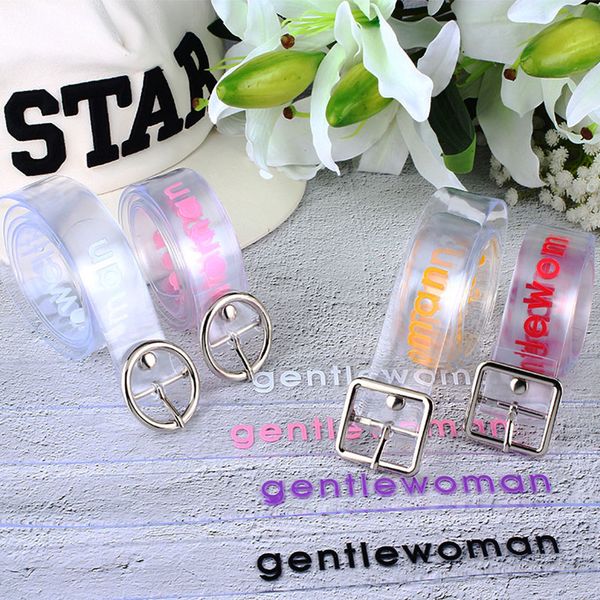 

fashion transparent letter women round square pin buckle casual belts personality creative girl waistband for jeans pants z30, Black;brown