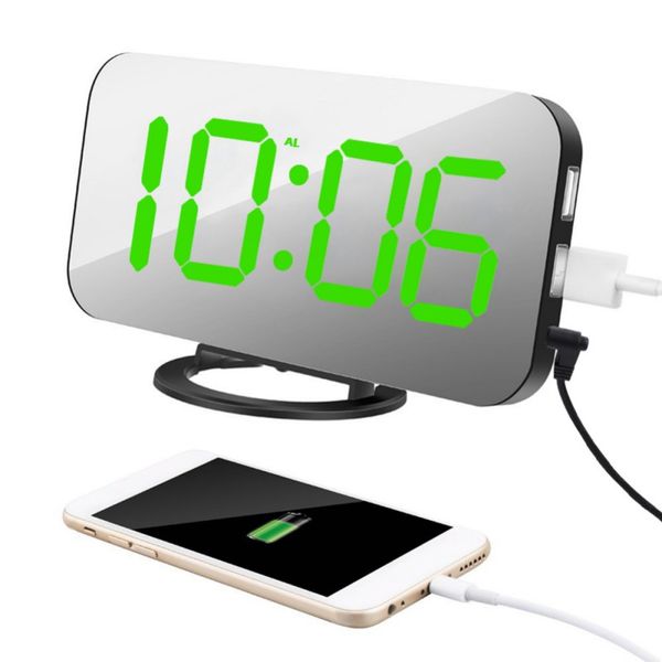 

usb digital alarm clock student clock mirror hd led display snooze electronic kids light sensor office table