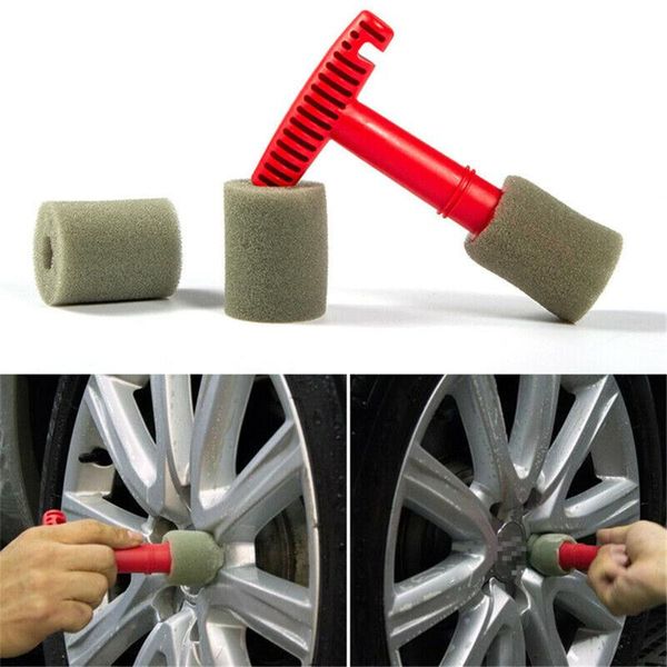 

2020 new red pp parts handle removable insert sponge lug nut wheel cleaning wash brush wheel cleaning detailing brush #py10