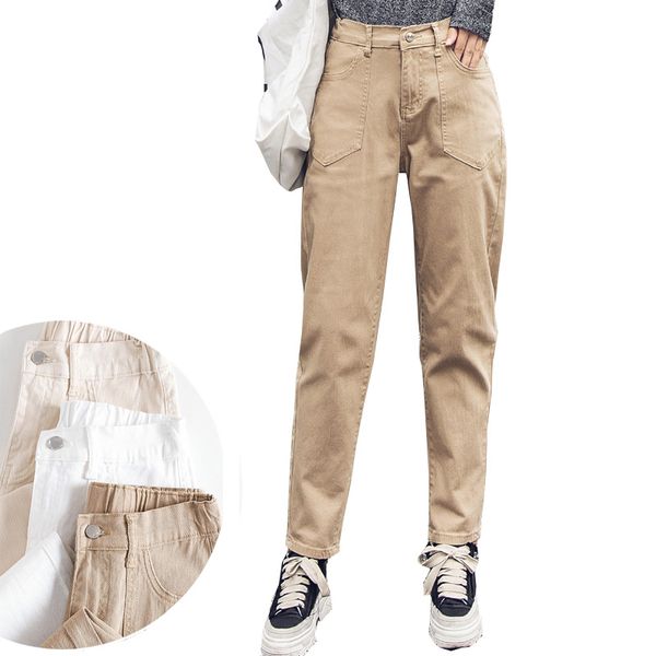 

2019 jeans women stretch high waist plus size 7xl women khaki pants mujer big size 6xl joggers cardo pants, Blue