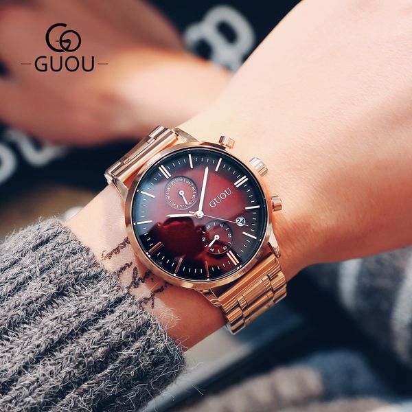 

luxury creative multifunction dials men's watches male dress casual quartz wristwatch man business clock watch relogio masculino, Slivery;brown