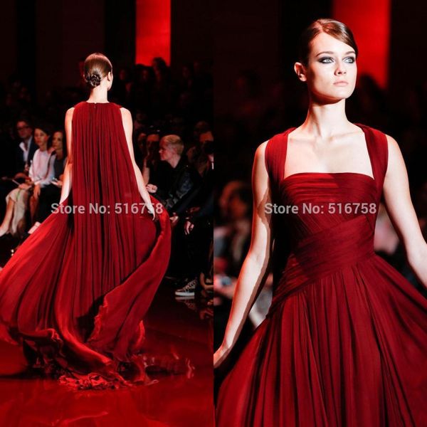 

custom made pleated bodice prom dresses gathered skirt party wear flowing chiffon burgundy wine elie saab evening dresses 2020, Black