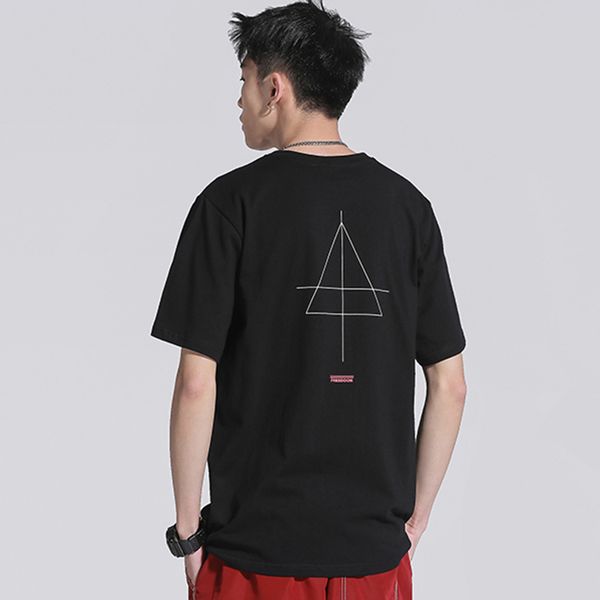 

hip hop t shirt men 2020 streetwear harajuku tshirt geometry model print summer short sleeve t-shirt cotton fashion tees, White;black