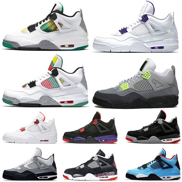 

jumpman 4 мужская баскетбольная обувь 4s суд фиолетовый ретро оранжевый металлик неон travis скоттс 4 хищники новая бред воздуха мужские тре