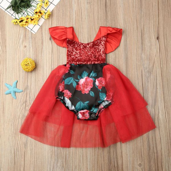 

baby girl toddler party tutu dress pageant wedding birthday princess christmas sweet baby girls dresses, Red;yellow