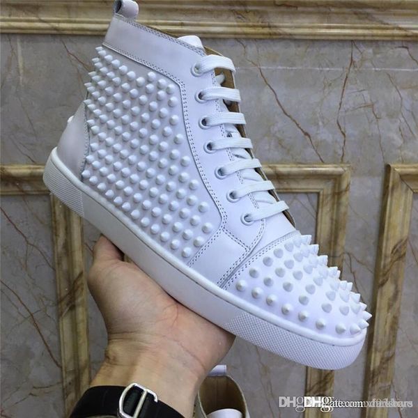 

version christi loubou new louiss flat spike sneaker in white leather red bottom sneakers shoes trainers with original box