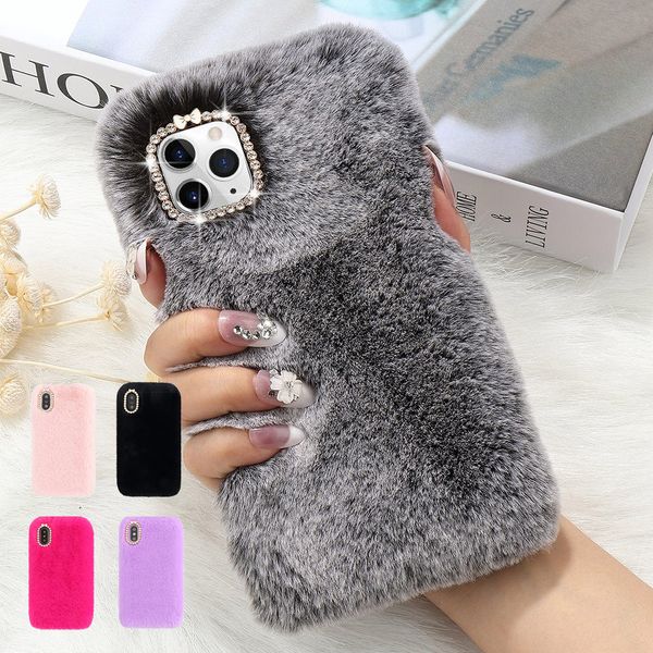 

women luxury fluffy plush fur phone case for iphone 11 pro xr xs max 6 6s 7 8 plus warm furry smart shockproof soft cover