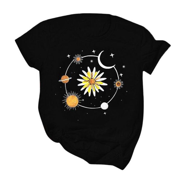 

2020 summer women's t-shirt short sleeve t-shirt sunflower print fashion casual o-neck plus size, White
