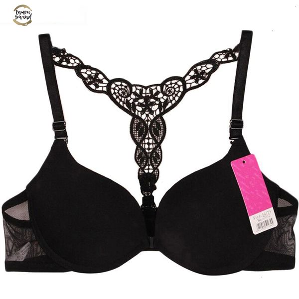 

push up sleeveless backless front closure fashion womens front closure lace racer back push up bra dropshipping, Red;black
