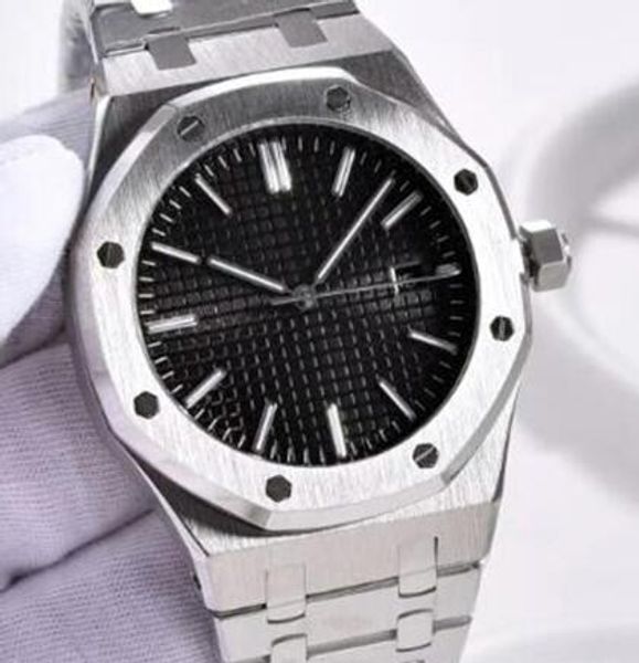 

black dial royal oak u1 factory transparent case back mens watches 41mm men watch fixed bezel 2813 automatic movement outdoor wristwatches, Slivery;brown
