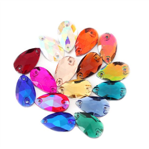 

роскошные diamond13x18mm 30pcswater форму капли пришить rhinestone разноцветные silver base beads пришивания листовые / marquise камни diy д, Black