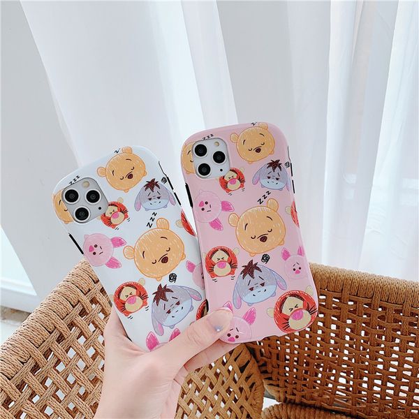 

cartoon figure white pink bear cute cell phone case for iphone 11 pro 6 6s 7 8 plus xs max xr xs