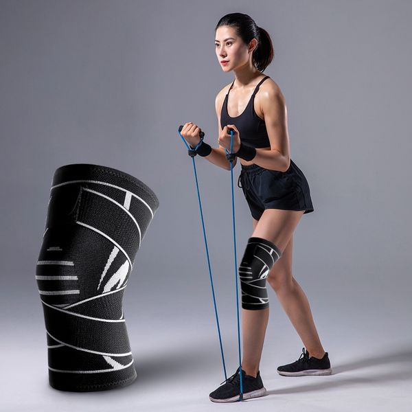 

1 piece knee brace fitness running cycling bandage knee pads elastic support leg protective pad protector braces new hot, Black;gray