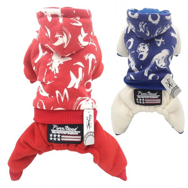 

red/blue/dark blue winter dog jumpsuit pet outfit clothes dog overalls for small pet a fleece inside s m l xl 2xl