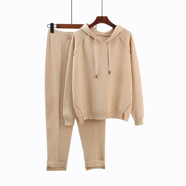 

марка осень новая мода 2 piece set женщины спортивные костюмы вязание пуловера брюки спортивные wear tracksuit, White
