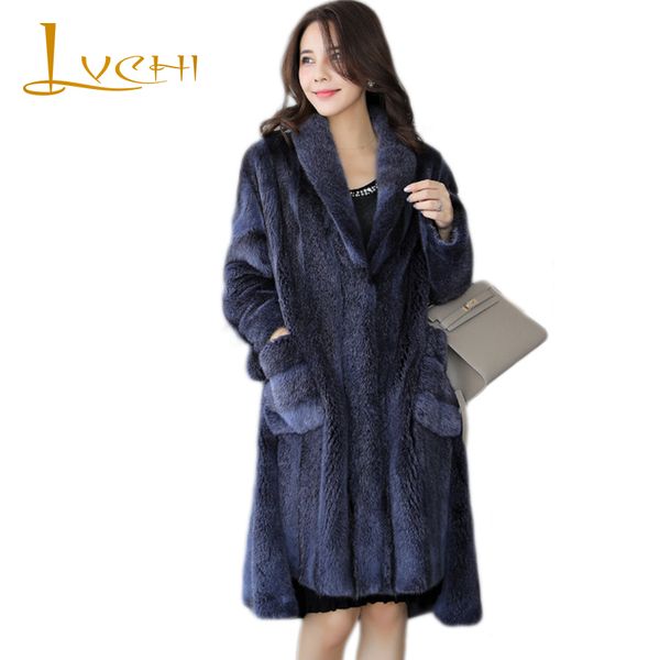 

lvchi зима 2019 импорт лебединое бархатное пальто офис леди настоящее пальто женское с меховым капюшоном x-длинный карман причинно-следствен, Black