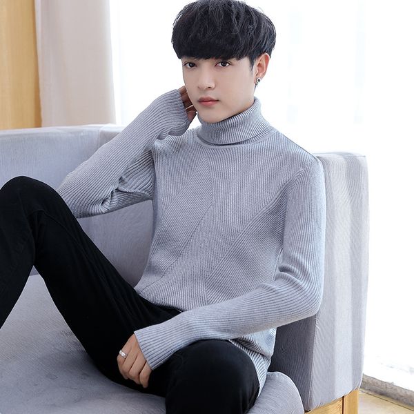 

men sweaters winter white black grey navy blue wine red long sleeve turtleneck pullovers casual solid new fashion mens sweater