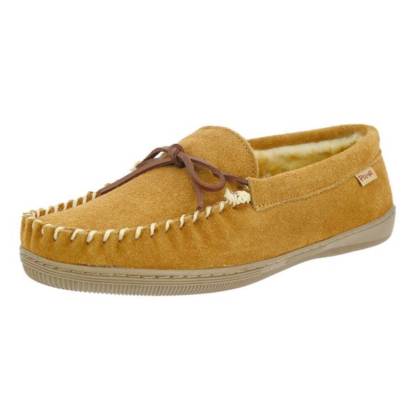 

pamir mens genuine suede lined slip on moccasin slippers memory foam indoor outdoor winter casual loafer shoes us big size, Black