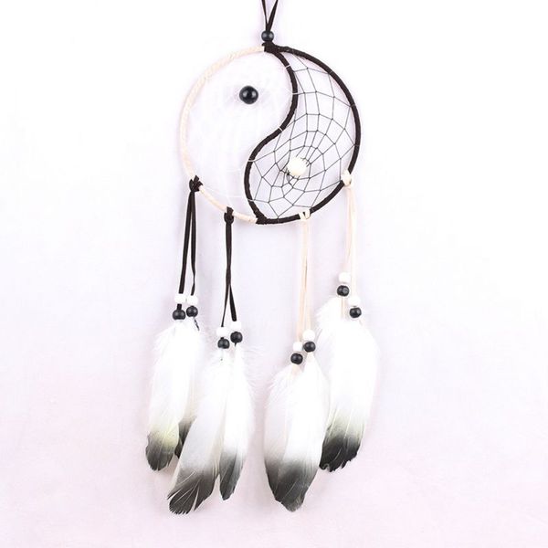 

1pcs 6.5" diameter dream catcher handmade traditional dream catche yin yang 16" long home decoration hot