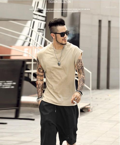 

men tshirt male clothing mens 2020 luxury designer tank summer sleeveless crew neck solid color, White;black