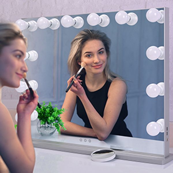 

teens black friday gifts lighted large bulbs fixture cosmetic mirrors 3 color light modes hollywood vanity makeup mirror with lights