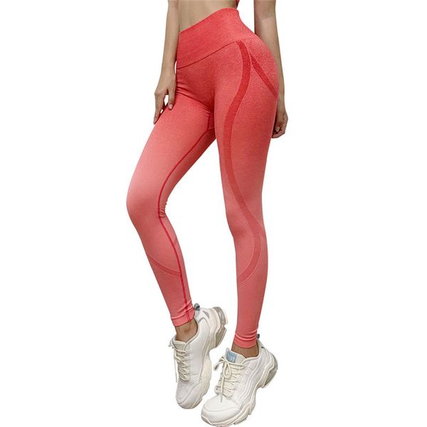 

chrleisure gradient leggings women high waist seamless fitness pants women push up workout gym leggings skinny slim, Black