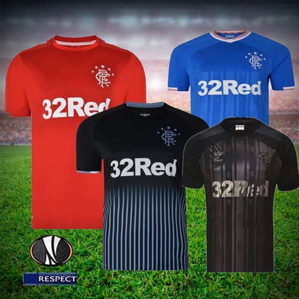 

19 20 glasgow rangers jersey 8 gerrard home away 3rd soccer jerseys defoe dauis mens football shirts short sleeves uniforms, Black;yellow