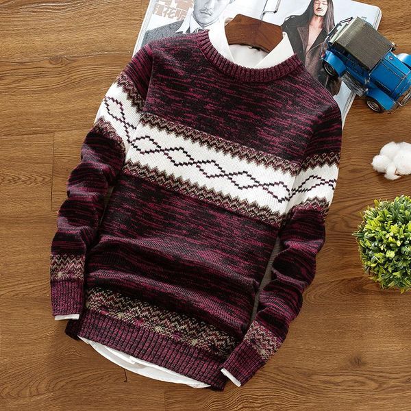 

men's sweaters spring and autumn round neck pullover warm casual knit bottoming shirt, trend personality slim striped youth wild sweate, White;black