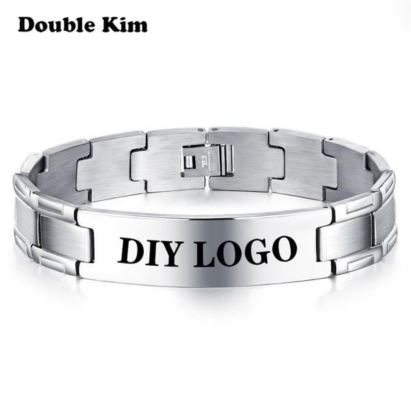 

cuff classic men's customized bracelet titanium stainless steel material diy engrave word fashion jewelry gift, White