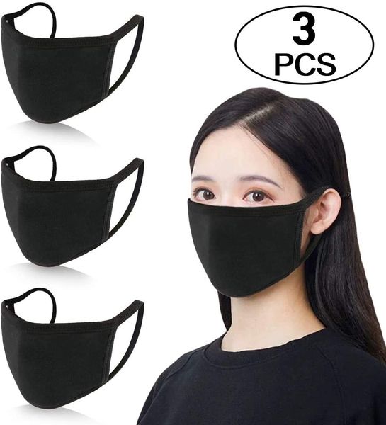 

black face shield protective face covers cotton, breathable washable reusable anti-dust mouth cover for outdoors cycling travel
