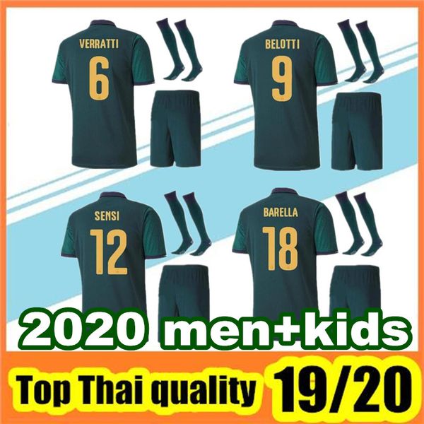 

man + kids 2019 2020 italy soccer jersey 19 20 dark green chiellini el shaarawy bonucci insigne bernardeschi football shirts, Black;yellow
