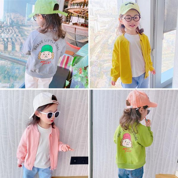 

4colors весна осень новых девочки мальчики мода cartoon printed куртка младенец детская casual zipper пальто детские куртка одежда, Blue;gray