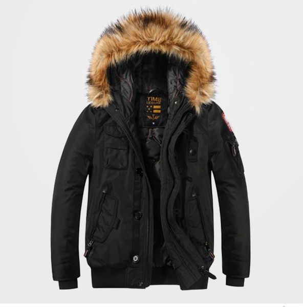 

men dedigner fashion parkas coats 2020 brand thick warm jackets luxury hooded slim coats for men 3 colors brand clothes 2020 for wholesale, Black