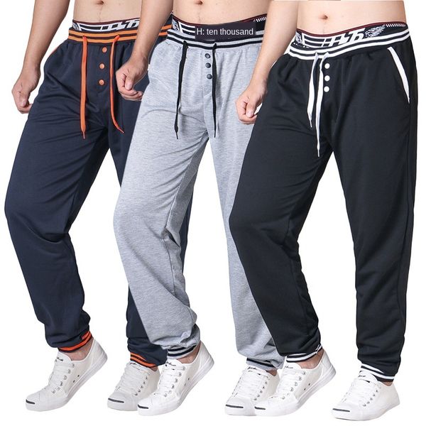 

mens designer drawstring elastic waist pants k02, Black