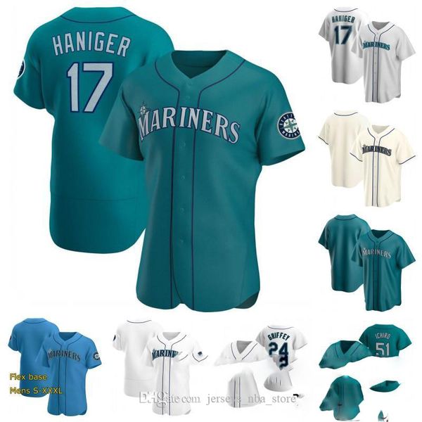 

24 ken griffey jr. 2020 seasons baseball jersey 51 ichiro suzuki edgar martinez mitch haniger mallex smith dee gordon marco gonzales, Blue;black