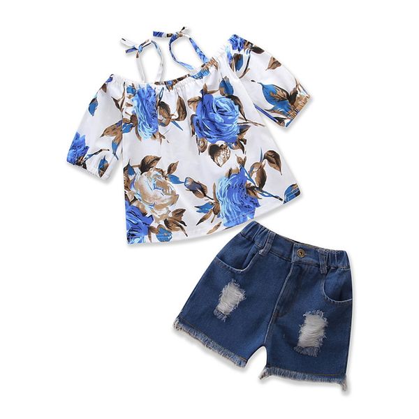 

emmababy 2pcs outfits newborn toddler kids baby girl floral pattern +solid shorts fashion clothes set, White