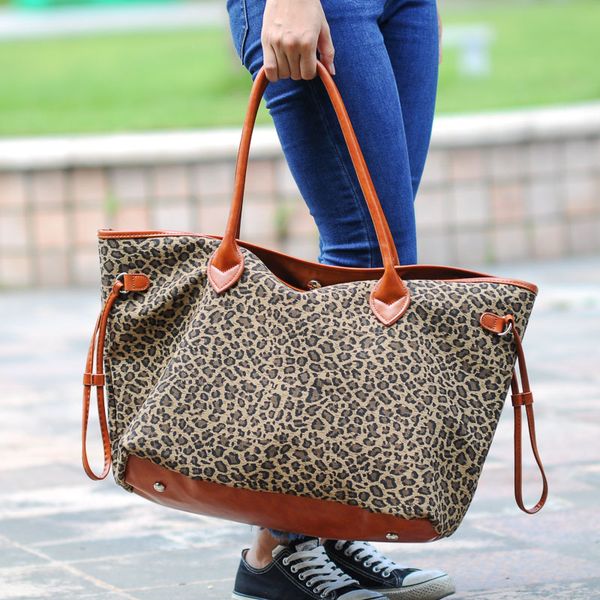 

женщины cheetah холст большой tote персонализировать solid leopard холст печати мода сумки на ремне сумки top handle t07