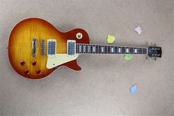 

standard red brown electric guitar mahogany body flamed maple rosewood fretboard 22frets hh pickups
