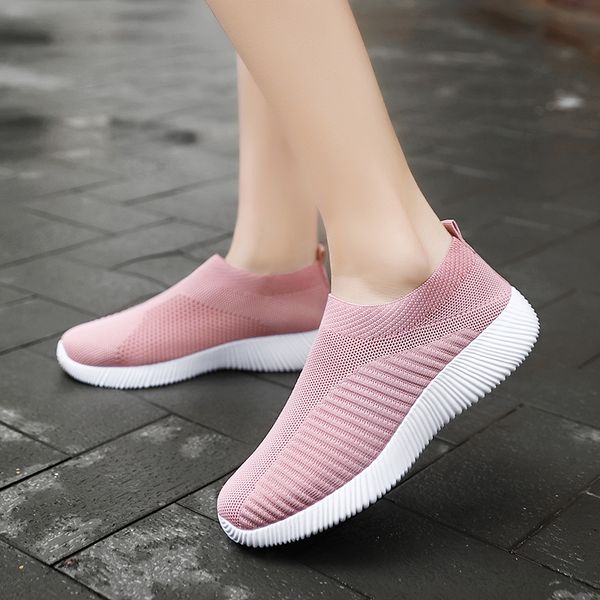 

43 plus size/summer women shoes breathable mesh platform sneakers knit sock shoes flats women soft ladies casual running, Black