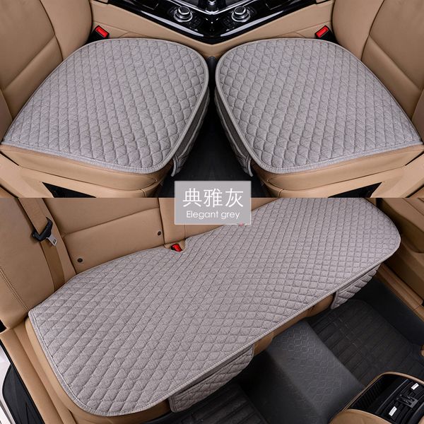 

linen fabric car seat cover four seasons front rear flax cushion breathable protector mat pad auto accessories universal size